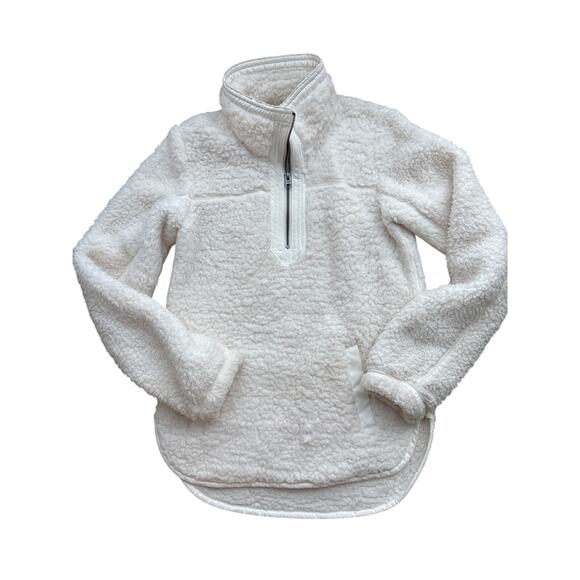 Abercrombie White Sherpa Fleece Pullover Size S - Picture 1 of 4